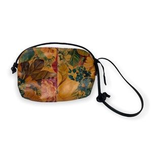 Leather Black Floral Small Shoulder Bag